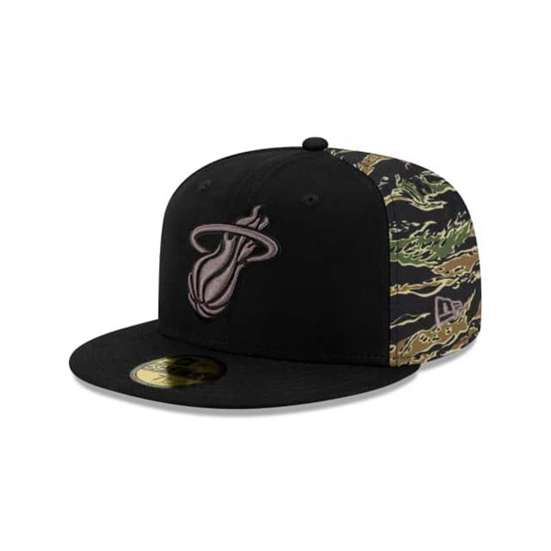 NBA Miami Heat Camo Panel 59Fifty Fitted (ODQ7464) - Black New Era Caps